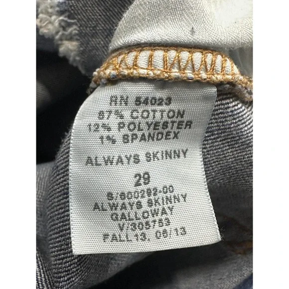 Gap 1969 Jeans Womens 29 Blue Always Skinny Distressed Denim Stretch Mid Rise